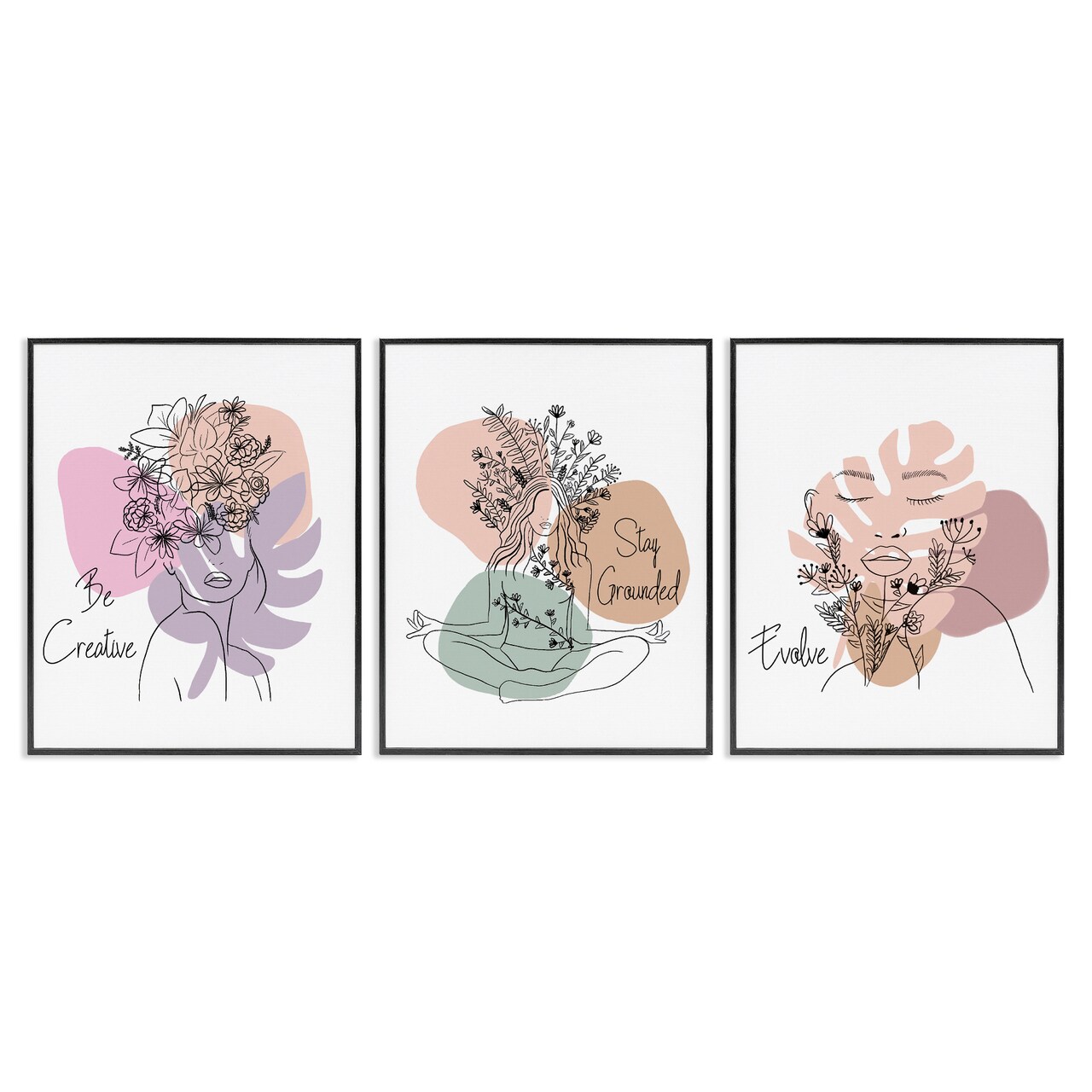 Stupell Industries Creative Inspirational Phrases 3pc Framed Giclee Wall Art Set Design by Chen Alyesh